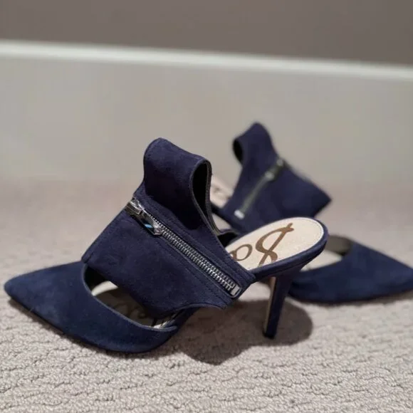 Sam Edelman - "Zaida" Platform Zipper Pump/Heel - Blue, Size 7.5 - Picture 3 of 9